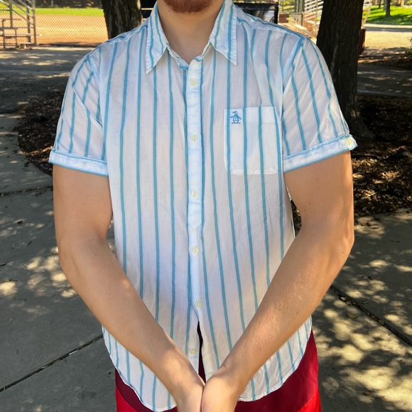 ORIGINAL PENGUIN MEN MUNSING WEAR COTTON SHEER BUTTON DOWN SHIRT FIT SEE THROUGH - Picture 2 of 16